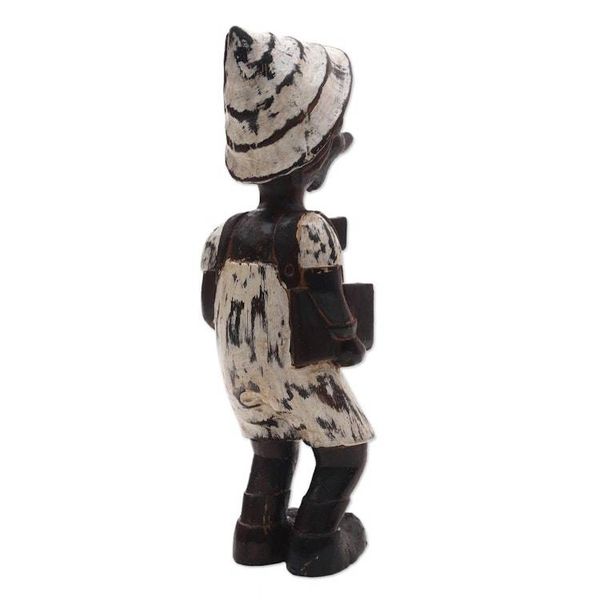 Alternate image for Hand-Carved Distressed Wood Sculpture from Bali Playful Boy