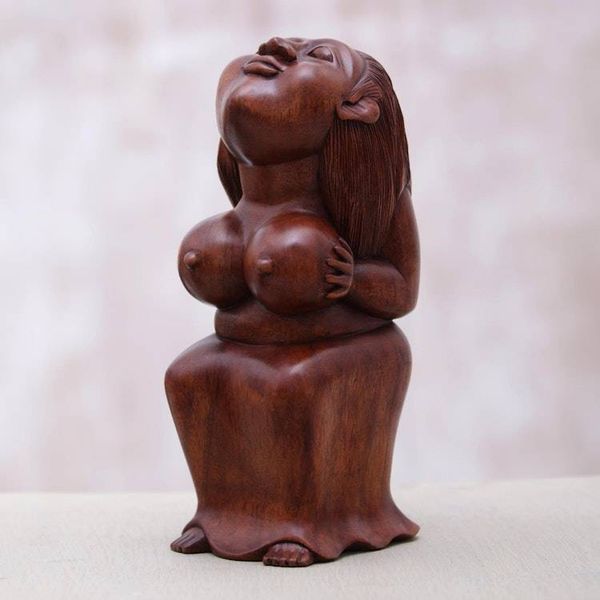 Alternate image for Handmade Female Form Wood Sculpture Bosom