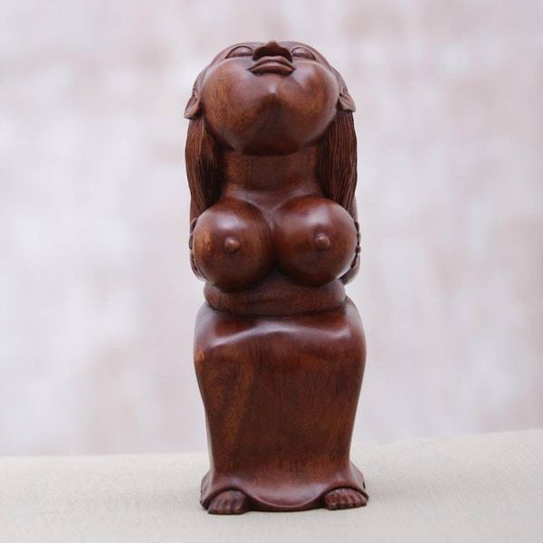 Alternate image for Handmade Female Form Wood Sculpture Bosom