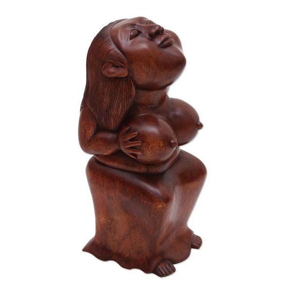 Alternate image for Handmade Female Form Wood Sculpture Bosom