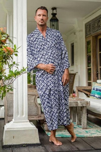 Alternate image for Handmade Batik Rayon Robe Late Morning