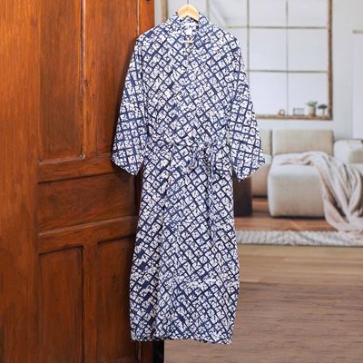 Alternate image for Handmade Batik Rayon Robe Late Morning