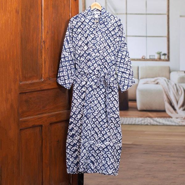 Alternate image for Handmade Batik Rayon Robe Late Morning