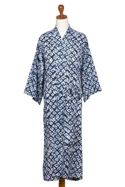 Alternate image for Handmade Batik Rayon Robe Late Morning
