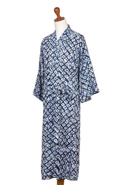 Alternate image for Handmade Batik Rayon Robe Late Morning