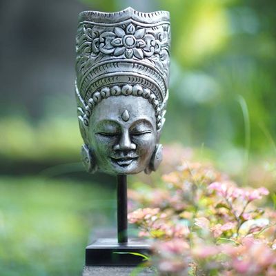 Alternate image for Balinese Handmade Folk Art Vishnu Albesia Wood Sculpture Vishnu Genius