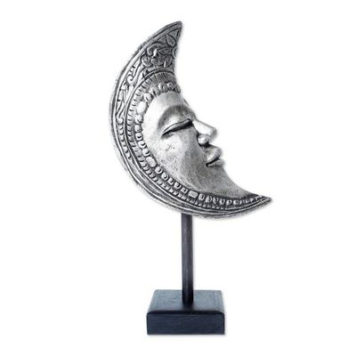 Alternate image for Hand-Carved Moon-Themed Albesia Wood Sculpture from Bali Oneiric Moon