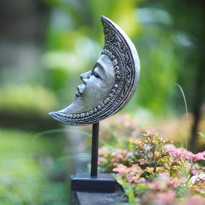 Alternate image for Hand-Carved Moon-Themed Albesia Wood Sculpture from Bali Oneiric Moon
