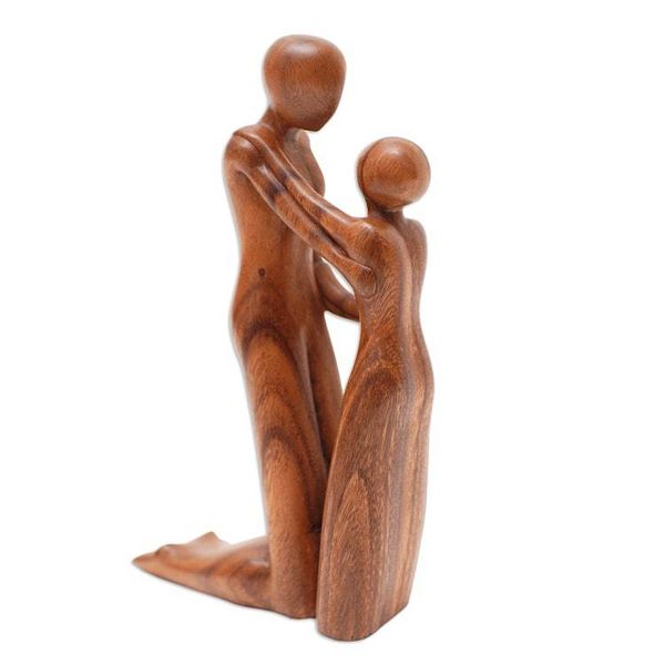 Alternate image for Father and Son Sculpture Hand-Carved in Wood in Bali My Father and Me