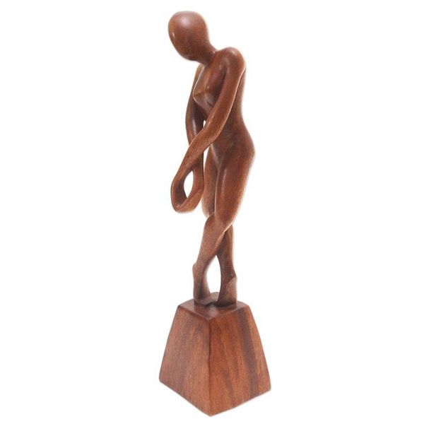 Alternate image for Suar Wood Figure Sculpture with Dance Motif En Pointe