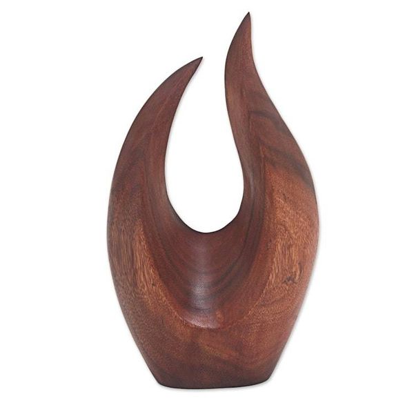 Alternate image for Hand Carved Natural Suar Wood Fire Flames Sculpture Fire Flames