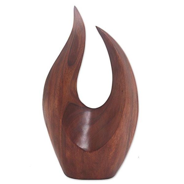 Alternate image for Hand Carved Natural Suar Wood Fire Flames Sculpture Fire Flames