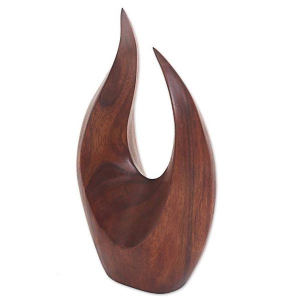 Alternate image for Hand Carved Natural Suar Wood Fire Flames Sculpture Fire Flames