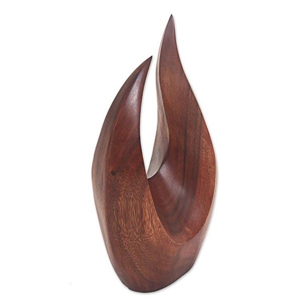 Alternate image for Hand Carved Natural Suar Wood Fire Flames Sculpture Fire Flames