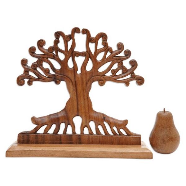 Alternate image for Handcrafted Suar Wood Tree Sculpture from Bali Courage Grows