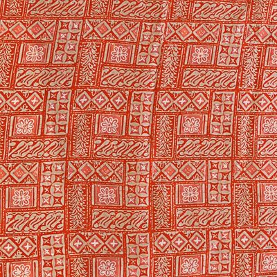 Alternate image for Silk Shawl with Tangerine Geometric Motifs from Indonesia Parang Puzzle