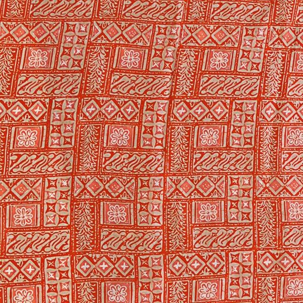Alternate image for Silk Shawl with Tangerine Geometric Motifs from Indonesia Parang Puzzle