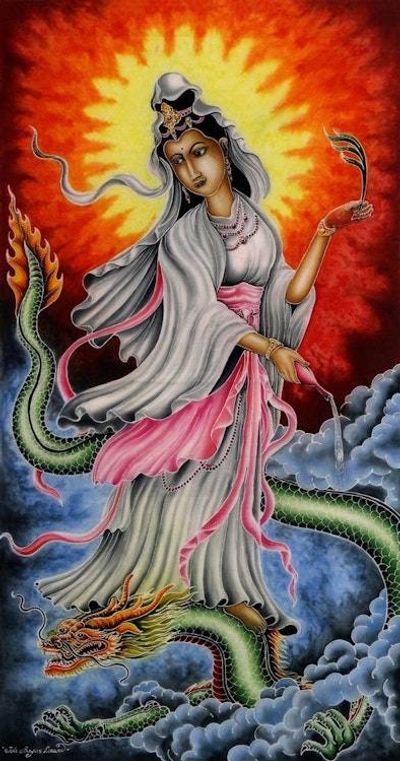Primary image for Indonesian Batik Goddess Wall Hanging Dewi Kwan