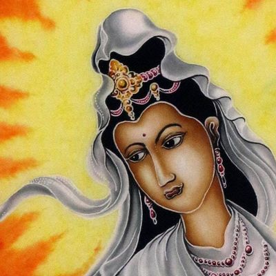 Alternate image for Indonesian Batik Goddess Wall Hanging Dewi Kwan