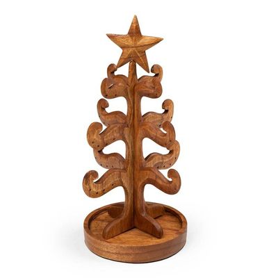 Alternate image for Hand-Carved Tree-Shaped Brown Jempinis Wood Jewelry Stand Enchanted Branches