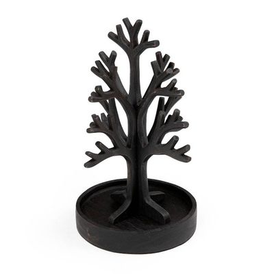 Alternate image for Artisan-Made Black Tree-Shaped Jempinis Wood Jewelry Stand Nocturnal Fruits