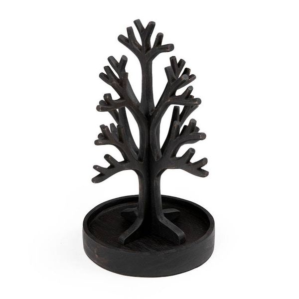 Alternate image for Artisan-Made Black Tree-Shaped Jempinis Wood Jewelry Stand Nocturnal Fruits