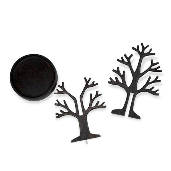 Alternate image for Artisan-Made Black Tree-Shaped Jempinis Wood Jewelry Stand Nocturnal Fruits