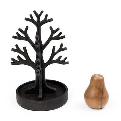 Alternate image for Artisan-Made Black Tree-Shaped Jempinis Wood Jewelry Stand Nocturnal Fruits