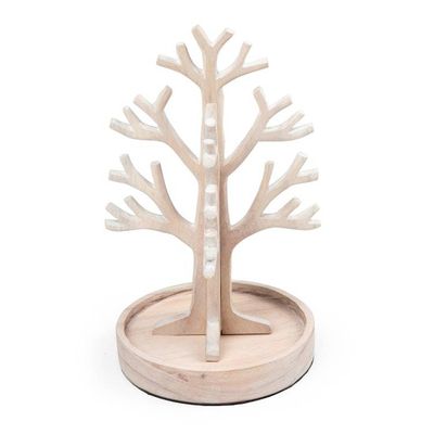 Alternate image for Balinese-Made Whitewash Jempinis Wood Tree Jewelry Stand Morning Fruits
