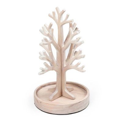 Alternate image for Balinese-Made Whitewash Jempinis Wood Tree Jewelry Stand Morning Fruits