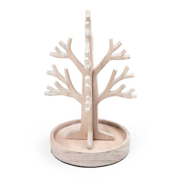 Alternate image for Balinese-Made Whitewash Jempinis Wood Tree Jewelry Stand Morning Fruits