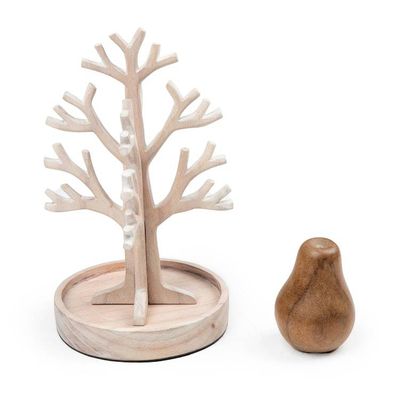 Alternate image for Balinese-Made Whitewash Jempinis Wood Tree Jewelry Stand Morning Fruits