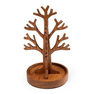 Alternate image for Natural Brown Hue Tree-Shaped Jempinis Wood Jewelry Stand Precious Fruits