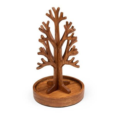 Alternate image for Natural Brown Hue Tree-Shaped Jempinis Wood Jewelry Stand Precious Fruits