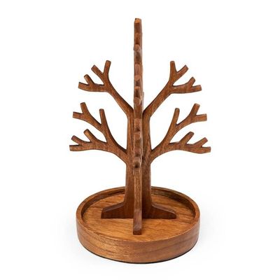 Alternate image for Natural Brown Hue Tree-Shaped Jempinis Wood Jewelry Stand Precious Fruits