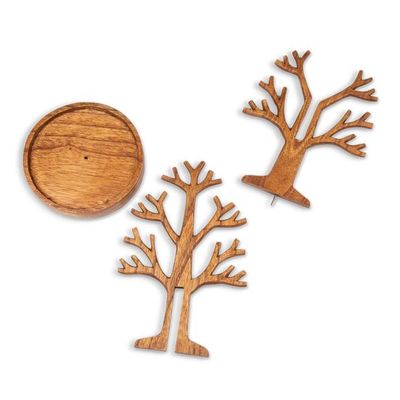 Alternate image for Natural Brown Hue Tree-Shaped Jempinis Wood Jewelry Stand Precious Fruits