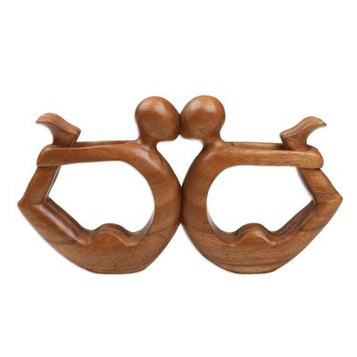 Alternate image for Wood Sculpture from Indonesia Yoga Circle of Love