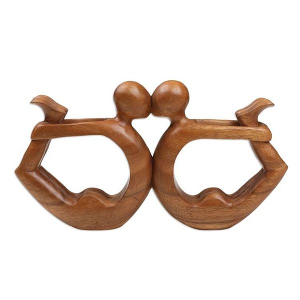 Alternate image for Wood Sculpture from Indonesia Yoga Circle of Love