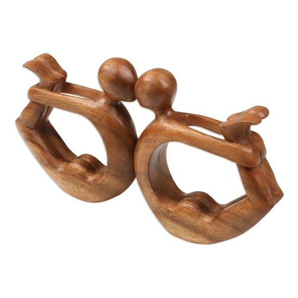 Alternate image for Wood Sculpture from Indonesia Yoga Circle of Love