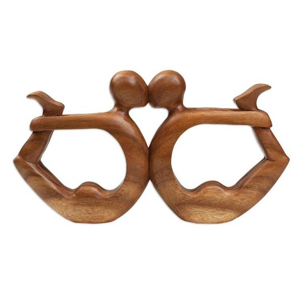 Alternate image for Wood Sculpture from Indonesia Yoga Circle of Love