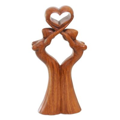 Alternate image for Suar Wood Statuette with Dance Motif Dreamy Dance