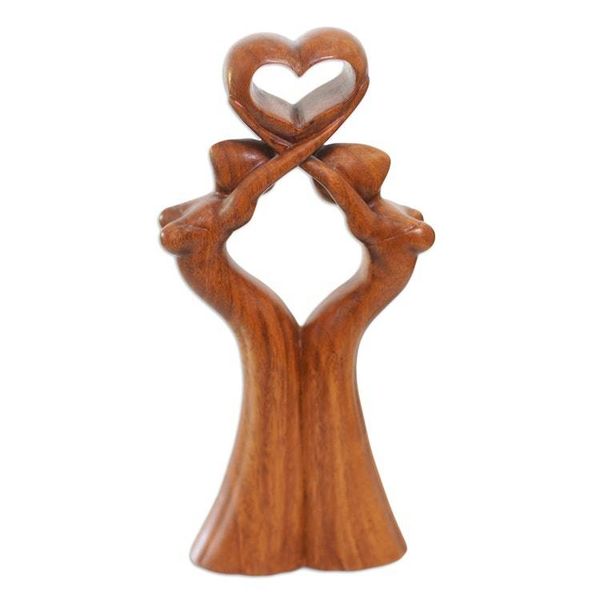 Alternate image for Suar Wood Statuette with Dance Motif Dreamy Dance