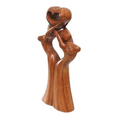 Alternate image for Suar Wood Statuette with Dance Motif Dreamy Dance