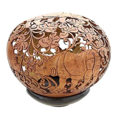 Alternate image for Coconut shell sculpture Rhino Garden