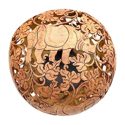 Alternate image for Coconut shell sculpture Rhino Garden