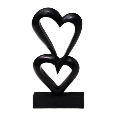 Alternate image for Romantic Wood Sculpture Linking Hearts