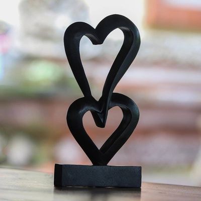 Alternate image for Romantic Wood Sculpture Linking Hearts