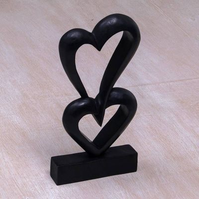 Alternate image for Romantic Wood Sculpture Linking Hearts