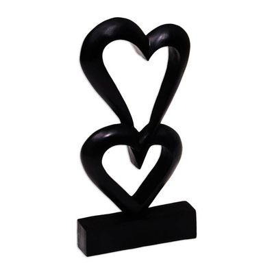 Alternate image for Romantic Wood Sculpture Linking Hearts