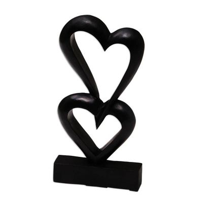 Alternate image for Romantic Wood Sculpture Linking Hearts